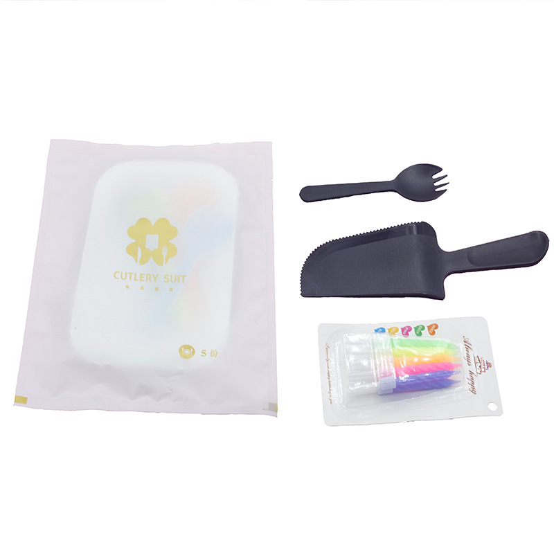 Cake Knife and Fork Disposable Birthday Cake Cutlery Tray Set Four-in-One Tableware Cake Tableware Set Customization