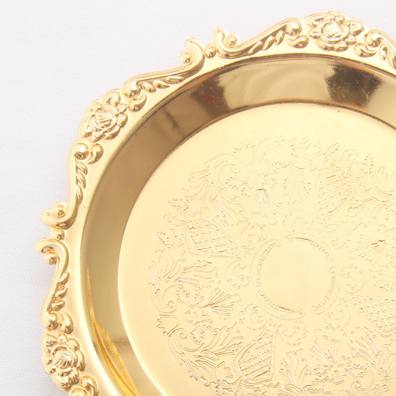 High-End Silver-Plated Domestic Ornaments Fruit Plate Afternoon Tea Snack Plate Cake Tray Party Supplies 3042