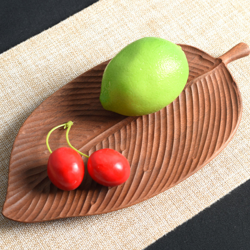 New Japanese Style Special Shaped Plate Creative Western Restaurant Solid Wood Plate Ebony Cake Tray Wood Pallet