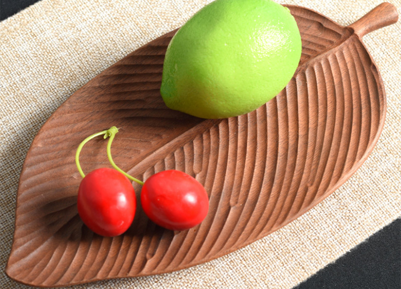 New Japanese Style Special Shaped Plate Creative Western Restaurant Solid Wood Plate Ebony Cake Tray Wood Pallet