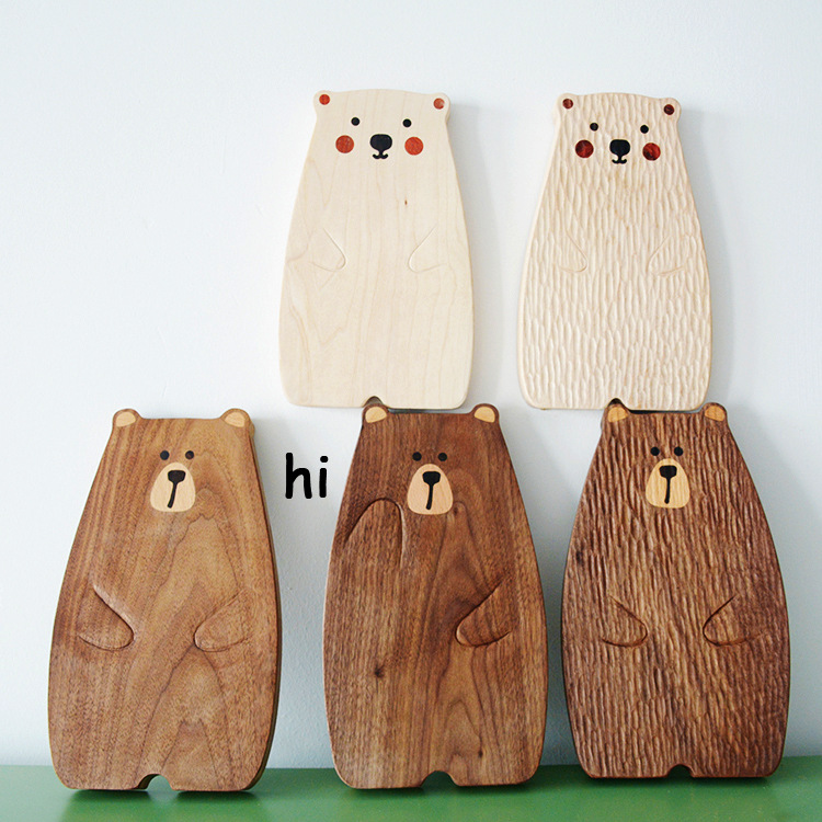 Cartoon Black Walnut Maple Whole Wood Bread Board Sushi Board Pizza Plate Cake Dessert Tray Children's Steak Plate