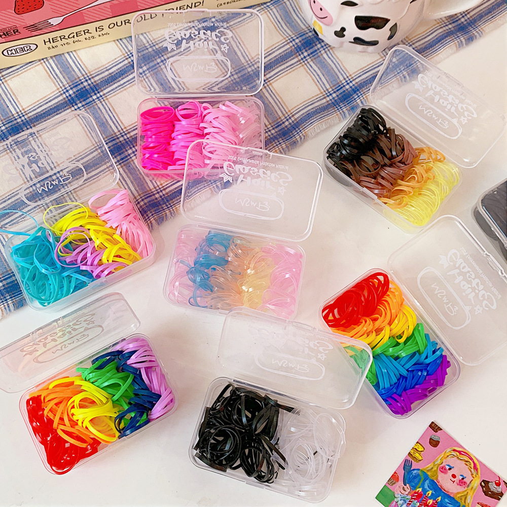 Japanese Cute Jelly Color Candy Color Hair Elastic Band Boxed Rubber Band Baby Hair Ties Disposable Rubber Band