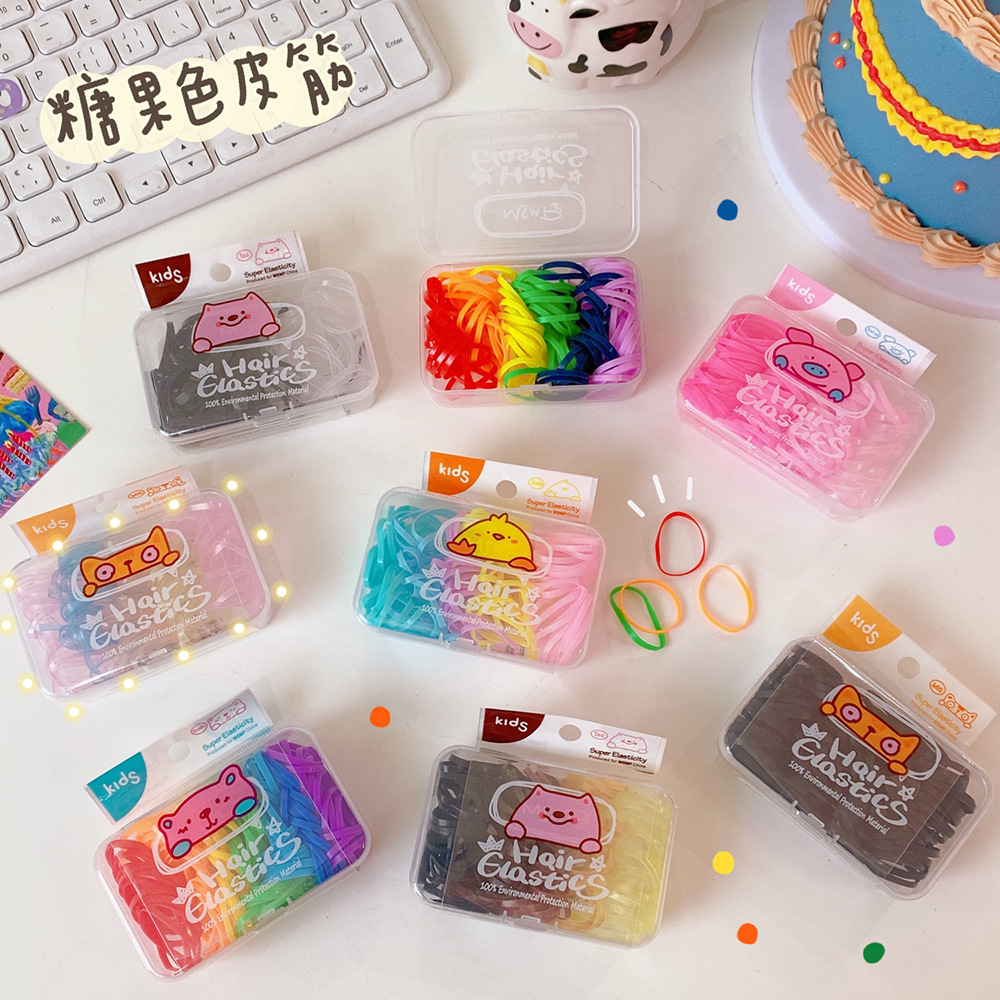 Japanese Cute Jelly Color Candy Color Hair Elastic Band Boxed Rubber Band Baby Hair Ties Disposable Rubber Band Japanese Cute Jelly Color Candy Color Hair Elastic Band Boxed Rubber Band Baby Hair Ties Disposable Rubber Band