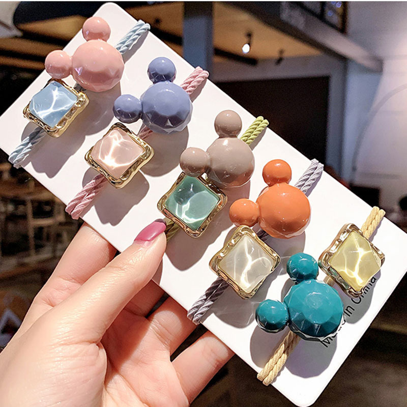 Elastic String Headdress Simple Color Korean Mickey Rubber Band Hair Band Online Influencer Head String Female Hairtie