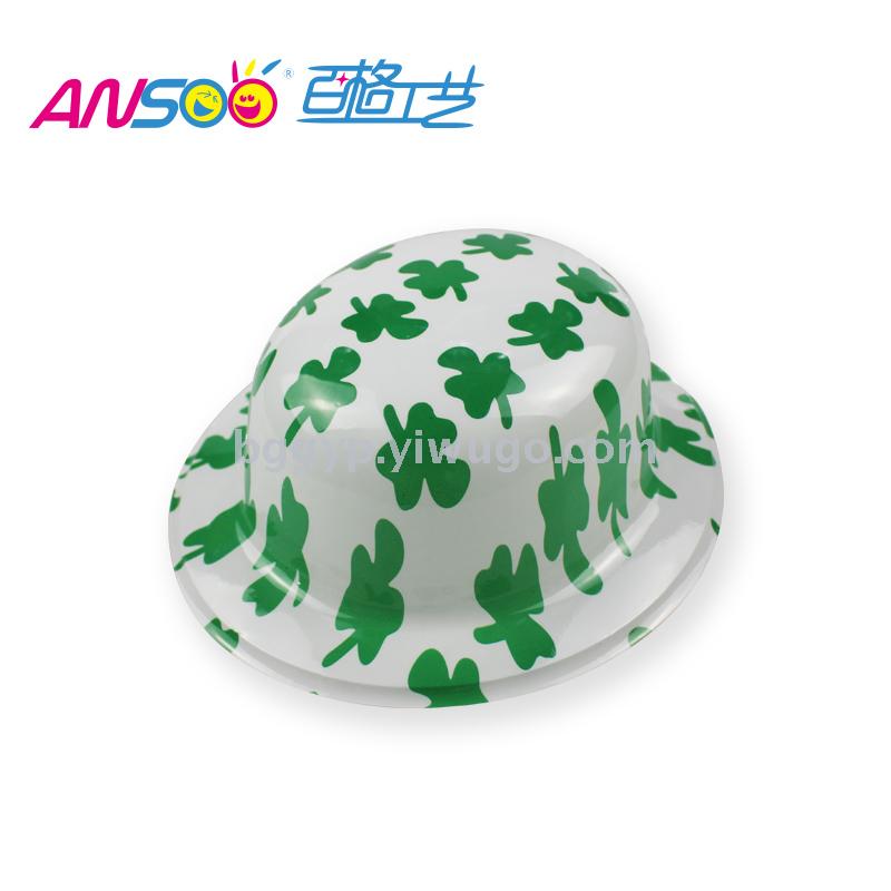 Clover Printing round Cap PVC Plastic Cap Ireland National Day Activity Hats Factory Direct Sales Custom Printing