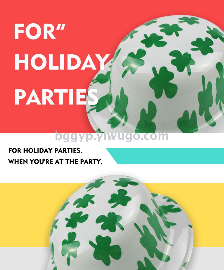 Clover Printing round Cap PVC Plastic Cap Ireland National Day Activity Hats Factory Direct Sales Custom Printing Clover Printing round Cap PVC Plastic Cap Ireland National Day Activity Hats Factory Direct Sales Custom Printing