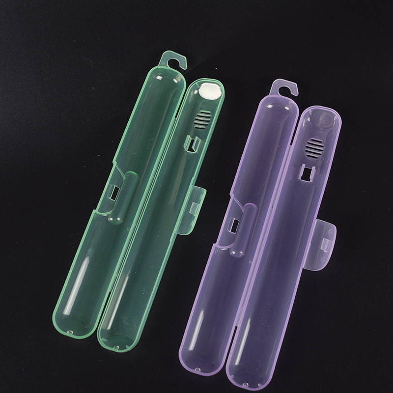 [Factory Direct Sale] Toothbrush Case Plastic Box Travel Business Traveling Portable Simple Hook Storage Box Small and Clear