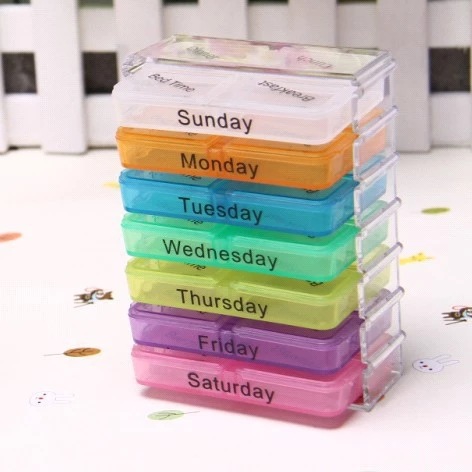 New Color 28 Grid with Hook Color Medicine Box Can Be Decomposed 4 Grid Pill Box Drawer Type 28 Grid Plastic Medicine Box
