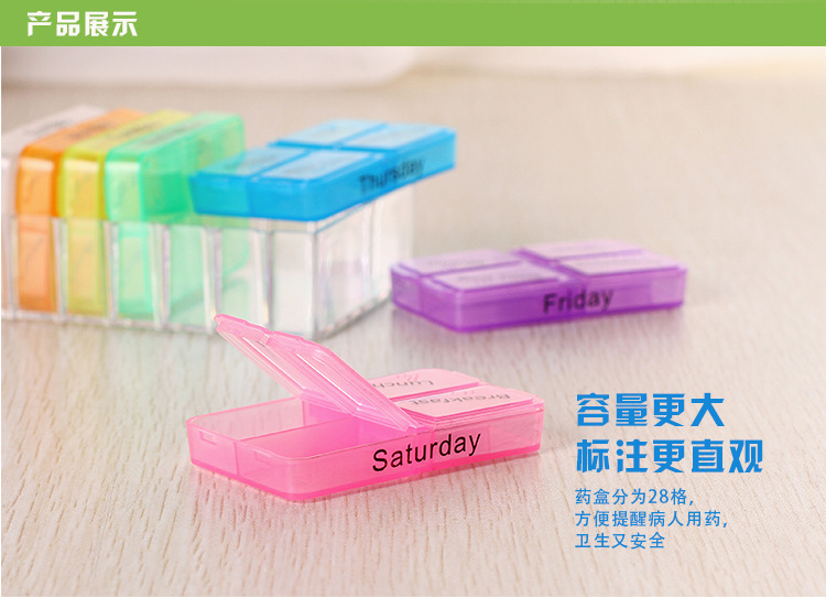 New Color 28 Grid with Hook Color Medicine Box Can Be Decomposed 4 Grid Pill Box Drawer Type 28 Grid Plastic Medicine Box