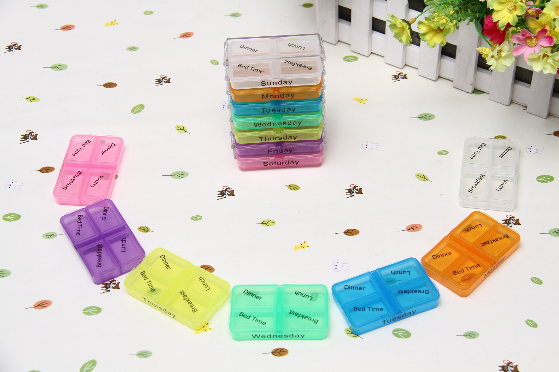 New Color 28 Grid with Hook Color Medicine Box Can Be Decomposed 4 Grid Pill Box Drawer Type 28 Grid Plastic Medicine Box