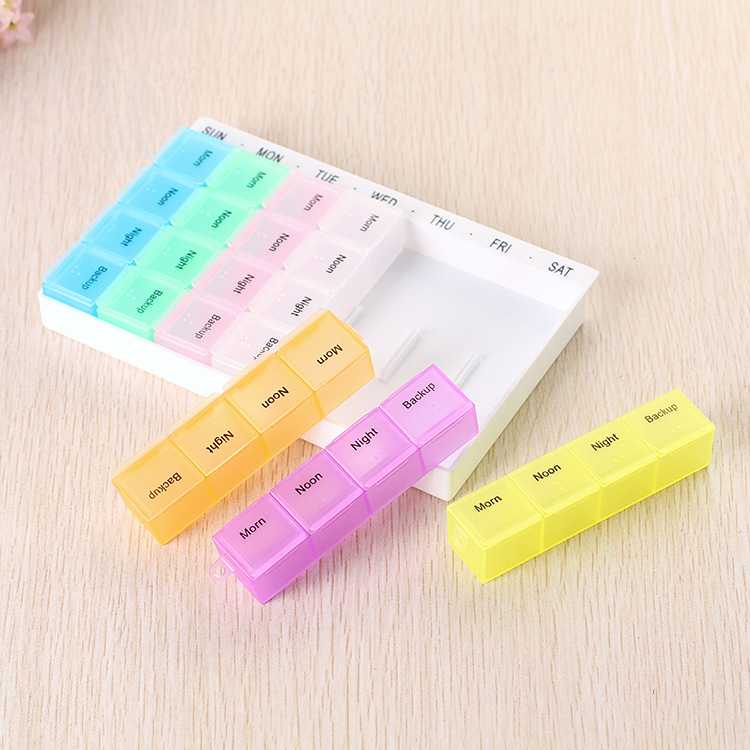 New Color 28 Grid with Hook Color Medicine Box Can Be Decomposed 4 Grid Pill Box Drawer Type 28 Grid Plastic Medicine Box