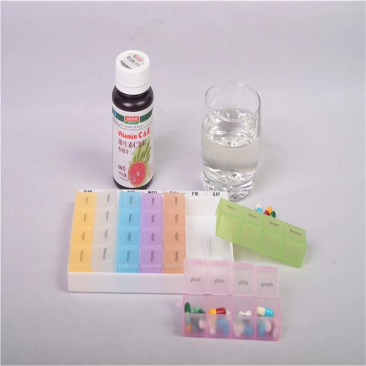 New Color 28 Grid with Hook Color Medicine Box Can Be Decomposed 4 Grid Pill Box Drawer Type 28 Grid Plastic Medicine Box
