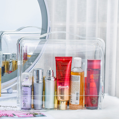 Cosmetics Desktop Organizing Storage Box Portable Transparent Plastic Box Multi-Functional Internet Celebrity Cosmetic Case Large Capacity