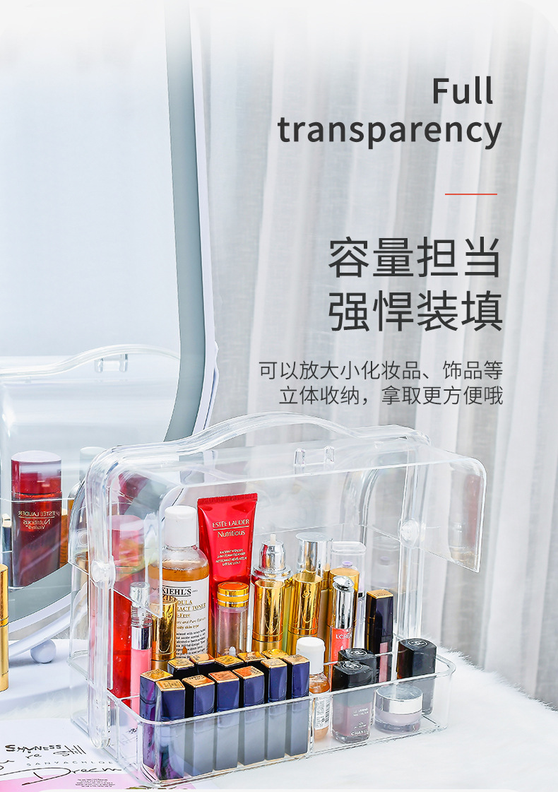 Cosmetics Desktop Organizing Storage Box Portable Transparent Plastic Box Multi-Functional Internet Celebrity Cosmetic Case Large Capacity Cosmetics Desktop Organizing Storage Box Portable Transparent Plastic Box Multi-Functional Internet Celebrity Cosmetic Case Large Capacity