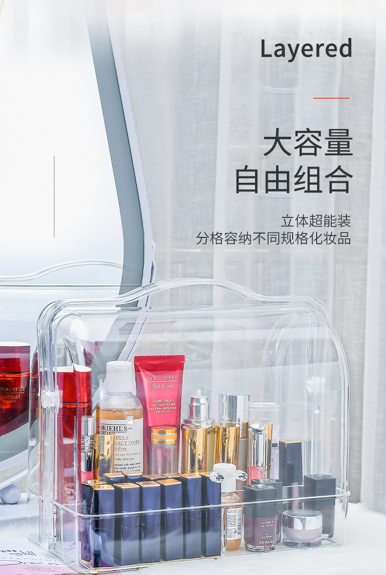 Cosmetics Desktop Organizing Storage Box Portable Transparent Plastic Box Multi-Functional Internet Celebrity Cosmetic Case Large Capacity Cosmetics Desktop Organizing Storage Box Portable Transparent Plastic Box Multi-Functional Internet Celebrity Cosmetic Case Large Capacity