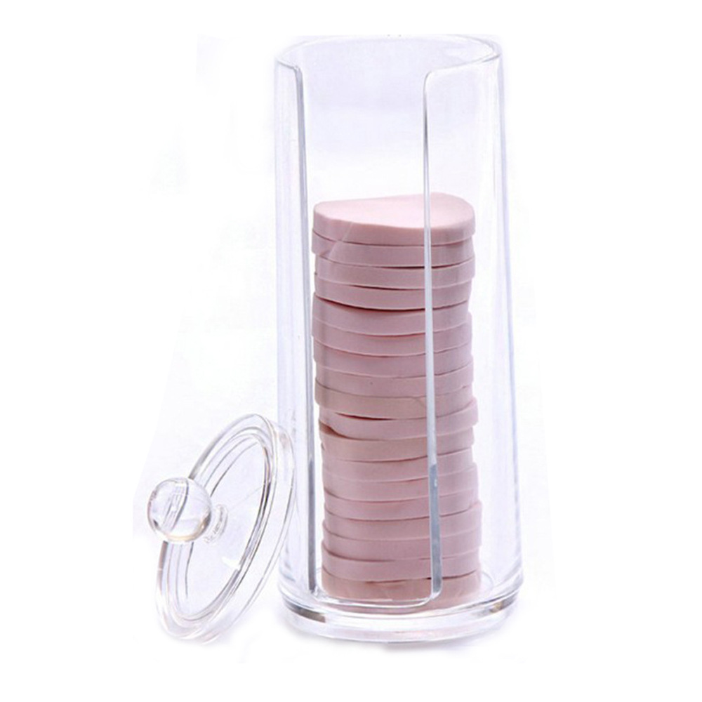 Transparent Plastic Box Facial Wipe Box Cotton Puff Powder Puff Storage Box Open round Acrylic Box