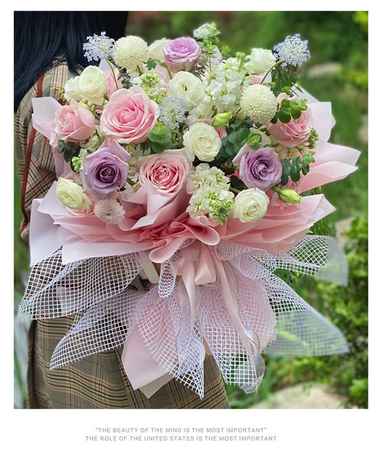 New Grid Korean Style Packaging Gauze for Flowers Bouquet Outer Packaging Material Package Flower Hard Material Mesh New Grid Korean Style Packaging Gauze for Flowers Bouquet Outer Packaging Material Package Flower Hard Material Mesh