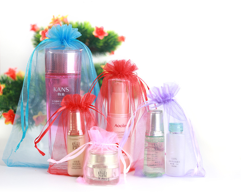 Factory in Stock Multi-Color Multi-Specification Pearl Yarn Drawstring Bundle Packaging Shoes Towel Plush Toy Transparent Mesh Bag