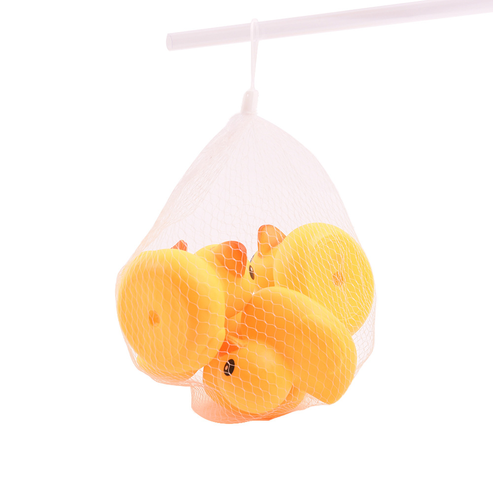 Vinyl Duck Toys-Small Duck Pinching Sound Educational Toys Mother Duck Beautiful Cute Mesh Bag Packaging