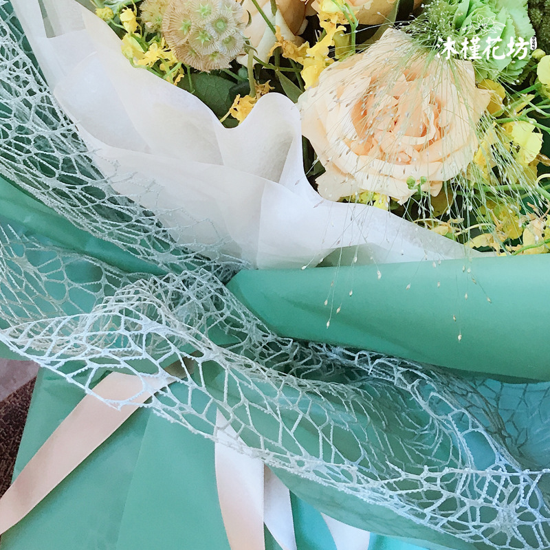 Korean Jacquard Net Bouquet Handmade DIY Bag Stained Paper Hollow Yarn Silk Coarse Mesh Flower Packaging Yarn Material
