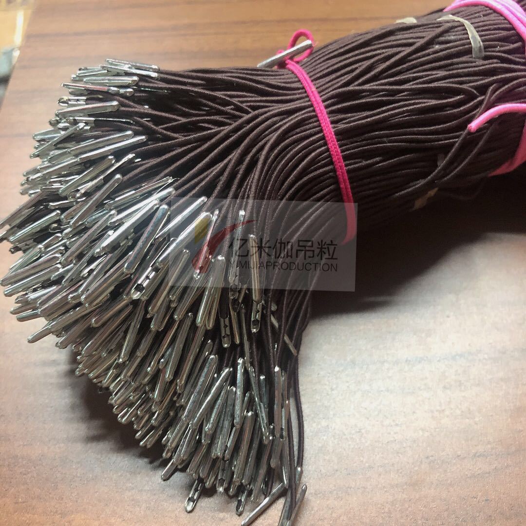 Elastic rope metal buckle hand wearing copper end 1.2 Thick Elastic rope clothing hang tag line