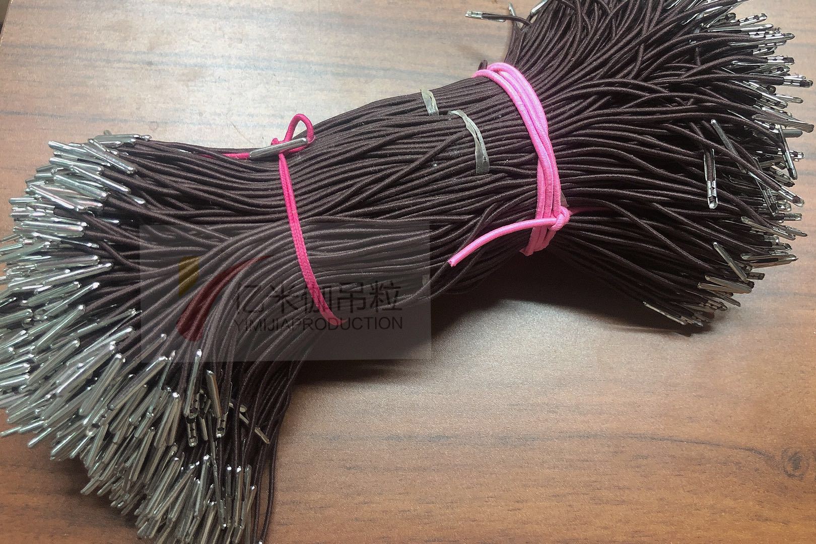 Elastic rope metal buckle hand wearing copper end 1.2 Thick Elastic rope clothing hang tag line