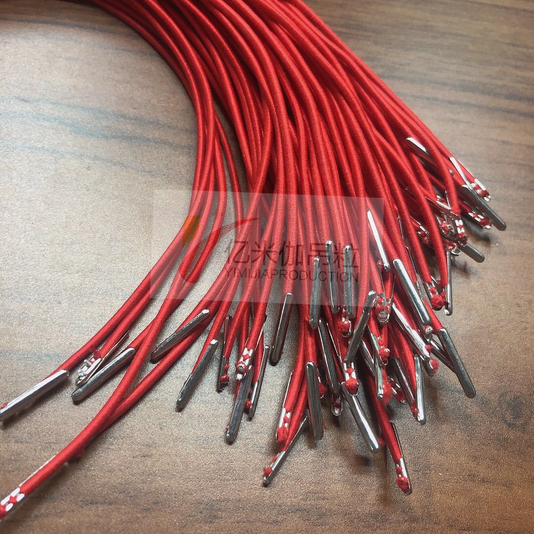 Elastic rope metal buckle hand wearing copper end 1.2 Thick Elastic rope clothing hang tag line