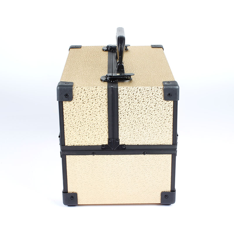New style clamping lock cosmetic case hand - held double - open aluminum alloy