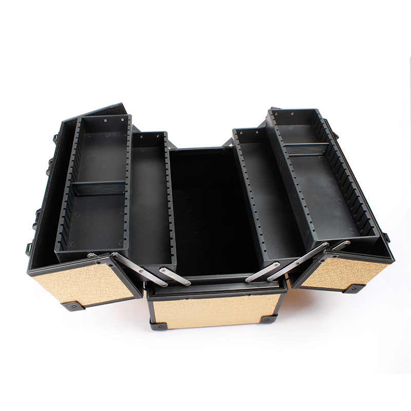 New style clamping lock cosmetic case hand - held double - open aluminum alloy