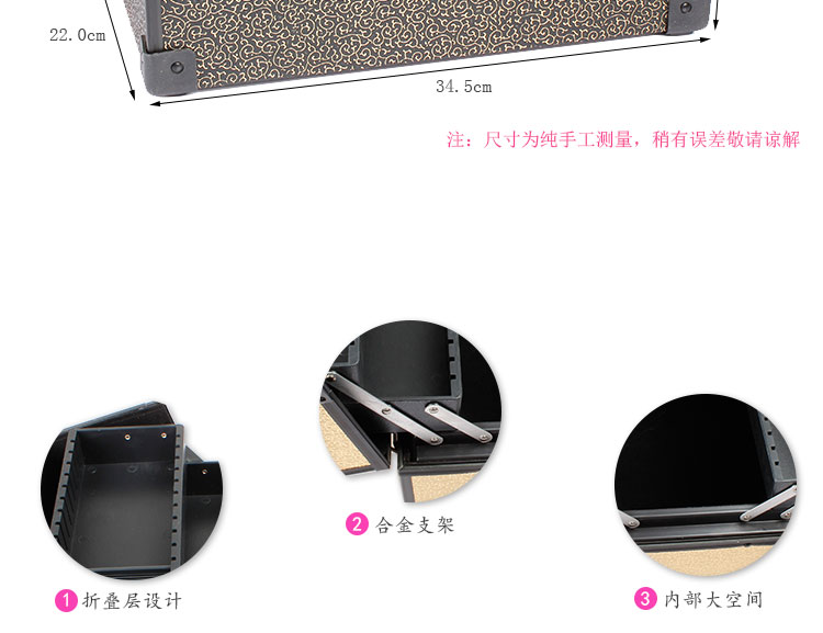 New style clamping lock cosmetic case hand - held double - open aluminum alloy New style clamping lock cosmetic case hand - held double - open aluminum alloy