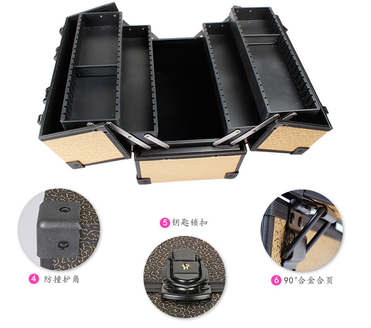New style clamping lock cosmetic case hand - held double - open aluminum alloy New style clamping lock cosmetic case hand - held double - open aluminum alloy
