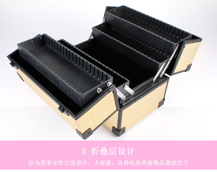 New style clamping lock cosmetic case hand - held double - open aluminum alloy New style clamping lock cosmetic case hand - held double - open aluminum alloy