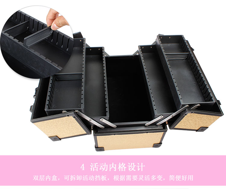 New style clamping lock cosmetic case hand - held double - open aluminum alloy New style clamping lock cosmetic case hand - held double - open aluminum alloy