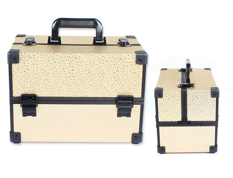 New style clamping lock cosmetic case hand - held double - open aluminum alloy New style clamping lock cosmetic case hand - held double - open aluminum alloy