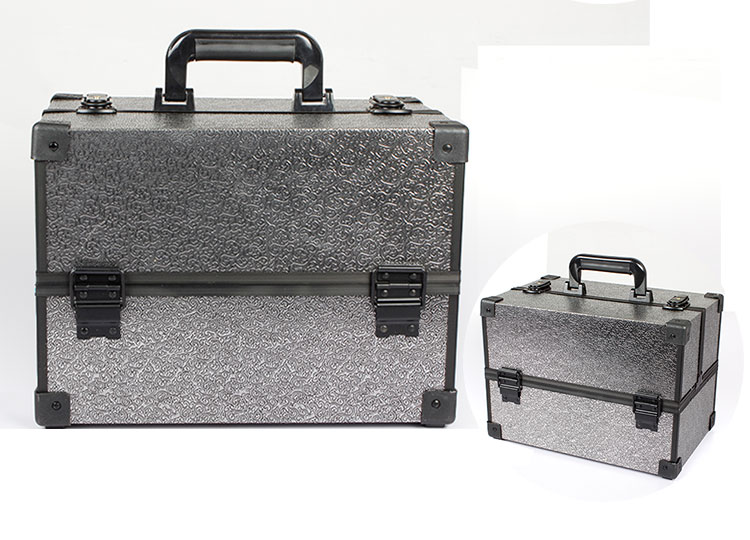 New style clamping lock cosmetic case hand - held double - open aluminum alloy New style clamping lock cosmetic case hand - held double - open aluminum alloy