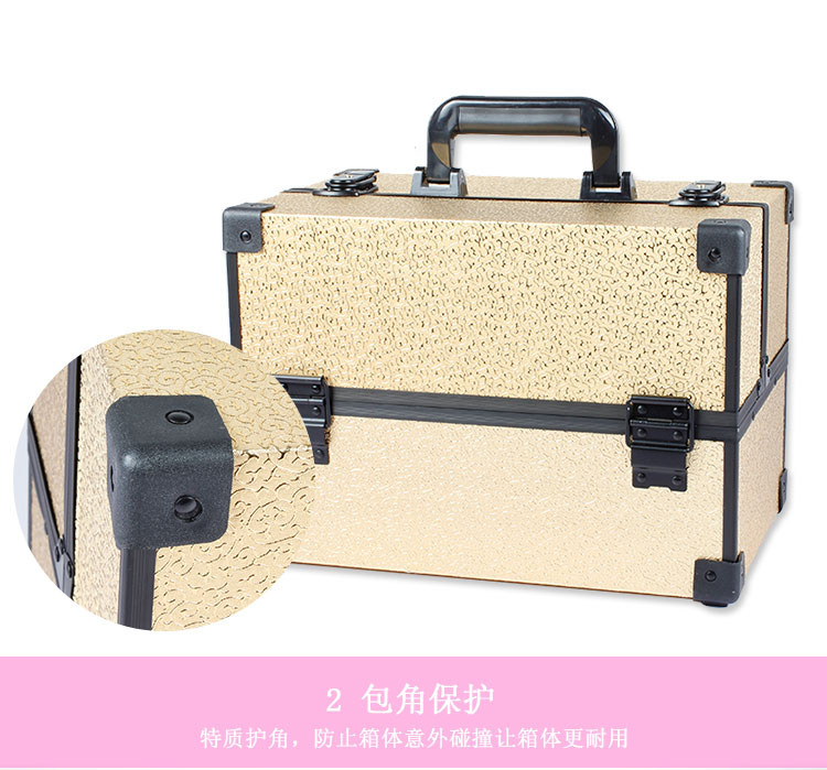 New style clamping lock cosmetic case hand - held double - open aluminum alloy New style clamping lock cosmetic case hand - held double - open aluminum alloy