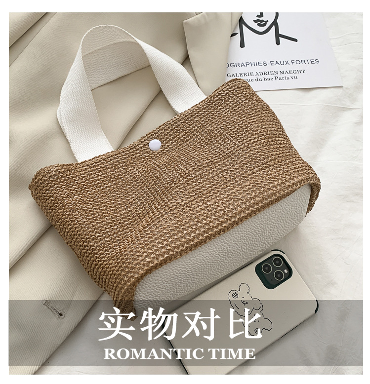 New Internet Celebrity Seaside Summer Beach Holiday Fashion Imitation Straw Woven Bag Retro Handbag Straw Bag Women