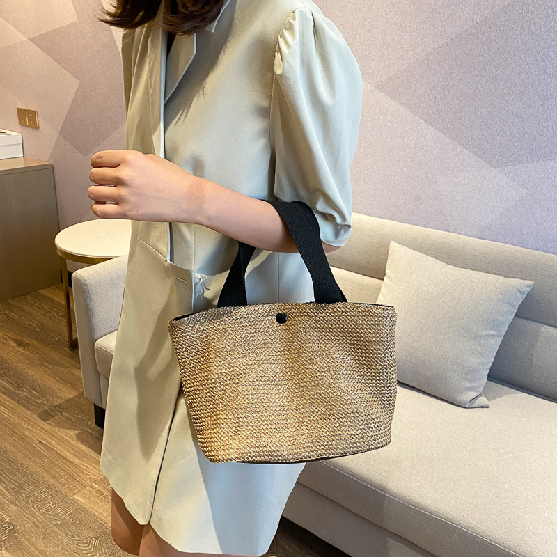 New Internet Celebrity Seaside Summer Beach Holiday Fashion Imitation Straw Woven Bag Retro Handbag Straw Bag Women