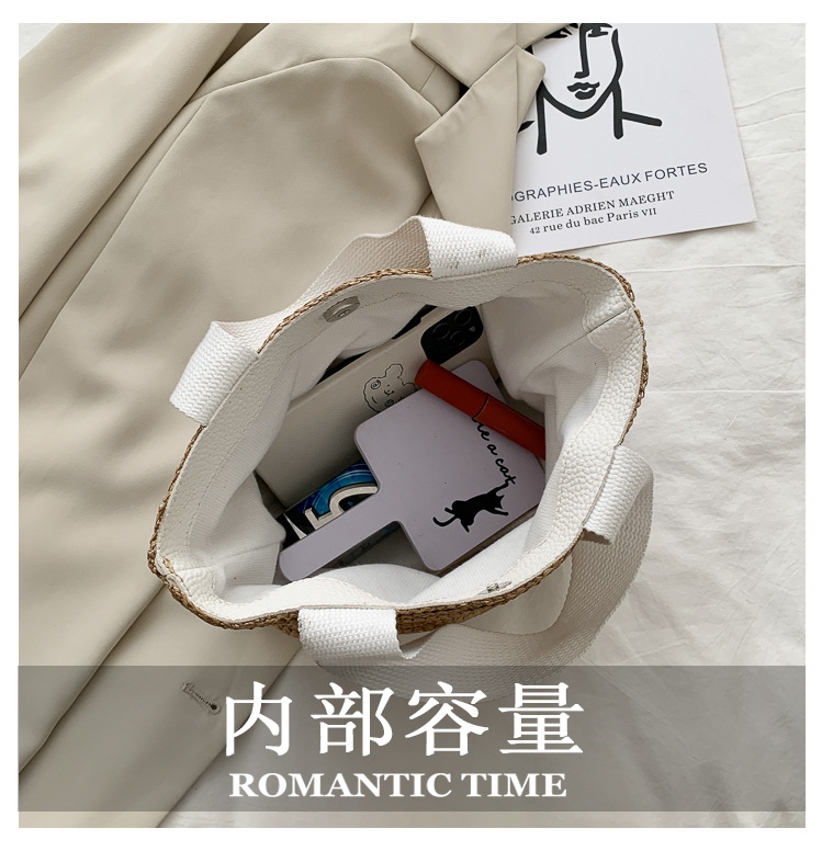 New Internet Celebrity Seaside Summer Beach Holiday Fashion Imitation Straw Woven Bag Retro Handbag Straw Bag Women
