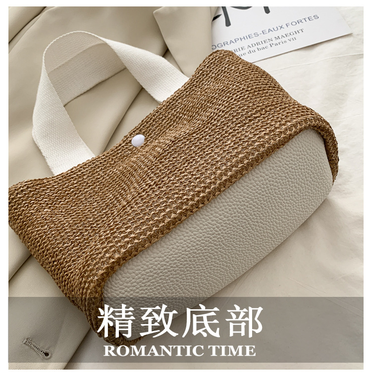 New Internet Celebrity Seaside Summer Beach Holiday Fashion Imitation Straw Woven Bag Retro Handbag Straw Bag Women