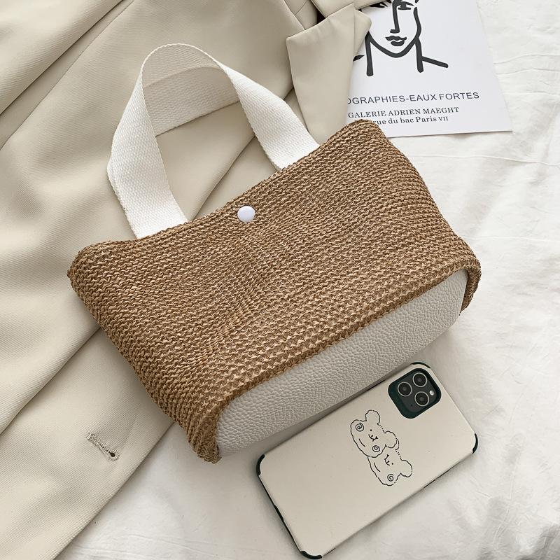 New Internet Celebrity Seaside Summer Beach Holiday Fashion Imitation Straw Woven Bag Retro Handbag Straw Bag Women