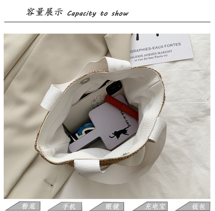 New Internet Celebrity Seaside Summer Beach Holiday Fashion Imitation Straw Woven Bag Retro Handbag Straw Bag Women
