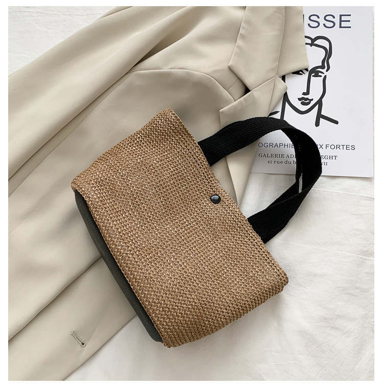 New Internet Celebrity Seaside Summer Beach Holiday Fashion Imitation Straw Woven Bag Retro Handbag Straw Bag Women