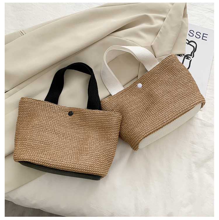 New Internet Celebrity Seaside Summer Beach Holiday Fashion Imitation Straw Woven Bag Retro Handbag Straw Bag Women