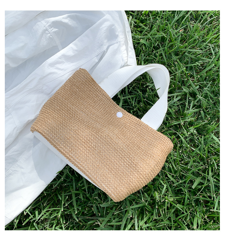 New Internet Celebrity Seaside Summer Beach Holiday Fashion Imitation Straw Woven Bag Retro Handbag Straw Bag Women