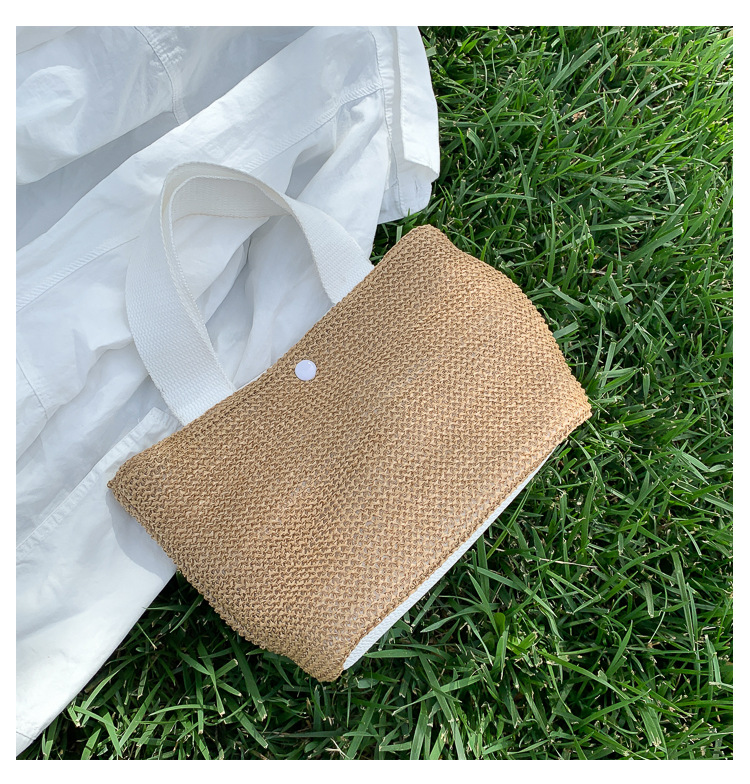 New Internet Celebrity Seaside Summer Beach Holiday Fashion Imitation Straw Woven Bag Retro Handbag Straw Bag Women