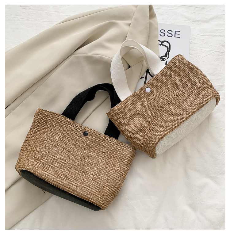New Internet Celebrity Seaside Summer Beach Holiday Fashion Imitation Straw Woven Bag Retro Handbag Straw Bag Women