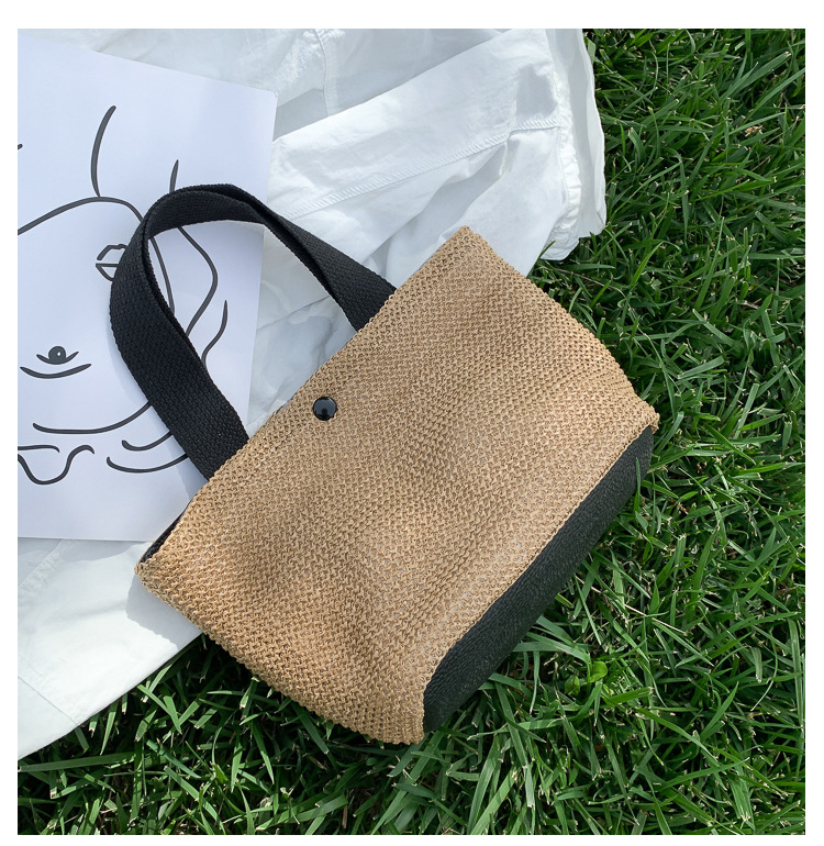 New Internet Celebrity Seaside Summer Beach Holiday Fashion Imitation Straw Woven Bag Retro Handbag Straw Bag Women