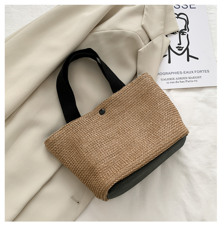New Internet Celebrity Seaside Summer Beach Holiday Fashion Imitation Straw Woven Bag Retro Handbag Straw Bag Women