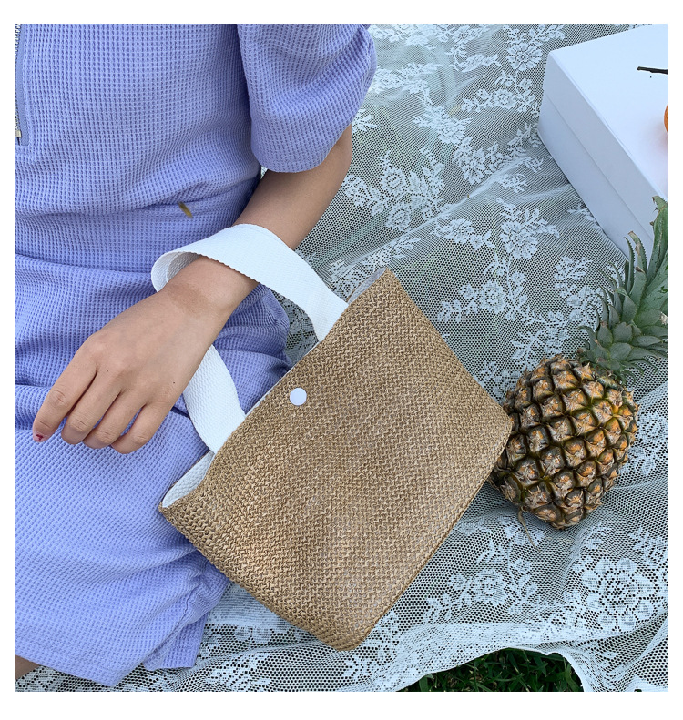 New Internet Celebrity Seaside Summer Beach Holiday Fashion Imitation Straw Woven Bag Retro Handbag Straw Bag Women